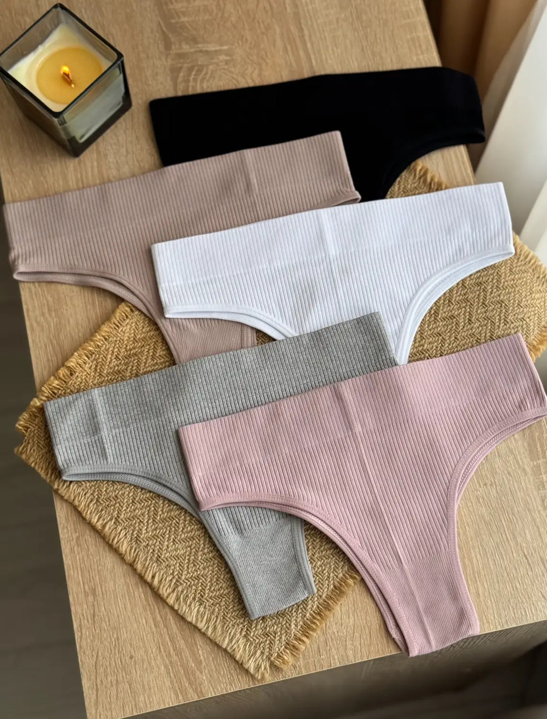 Набір бразільянок з високою посадкою в рубчик (5 шт.)