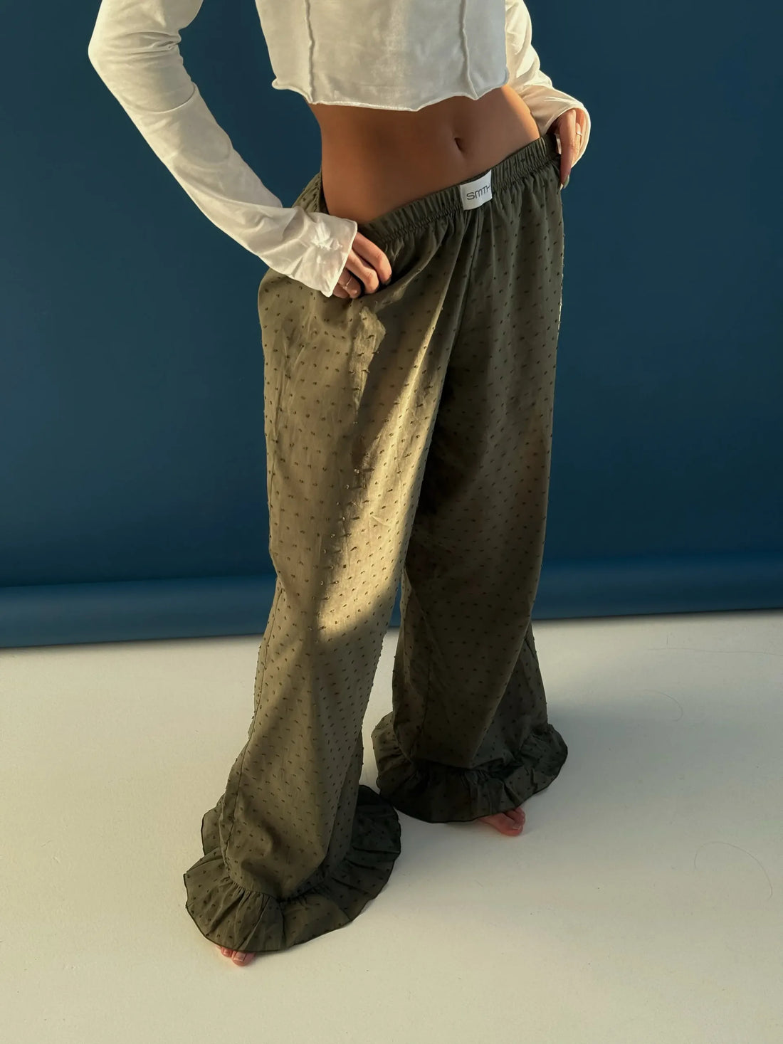 Stylish green cotton lounge pants